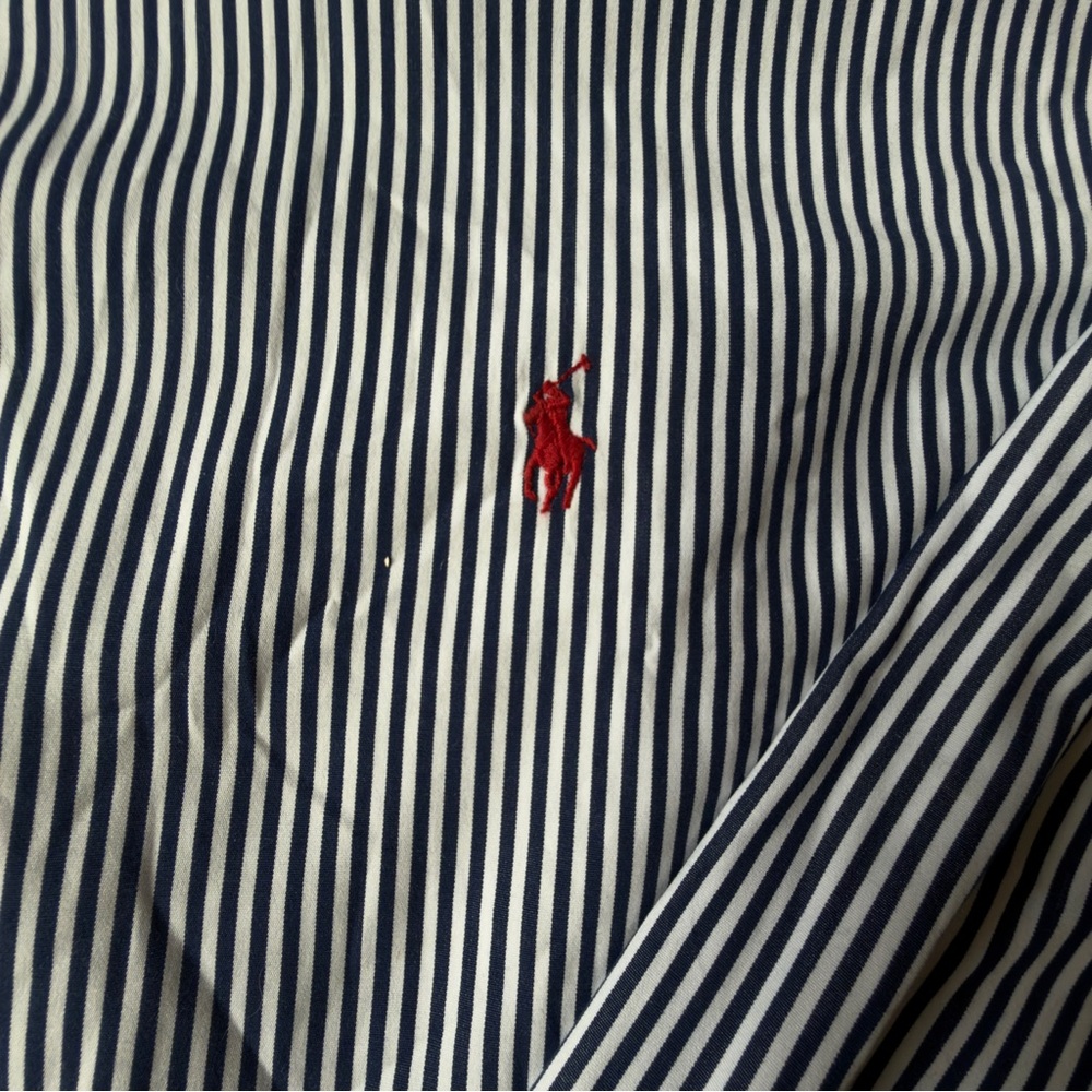 Polo by Ralph Lauren Blue and White Pinstripe Button-Down Shirt - Picture 4 of 13